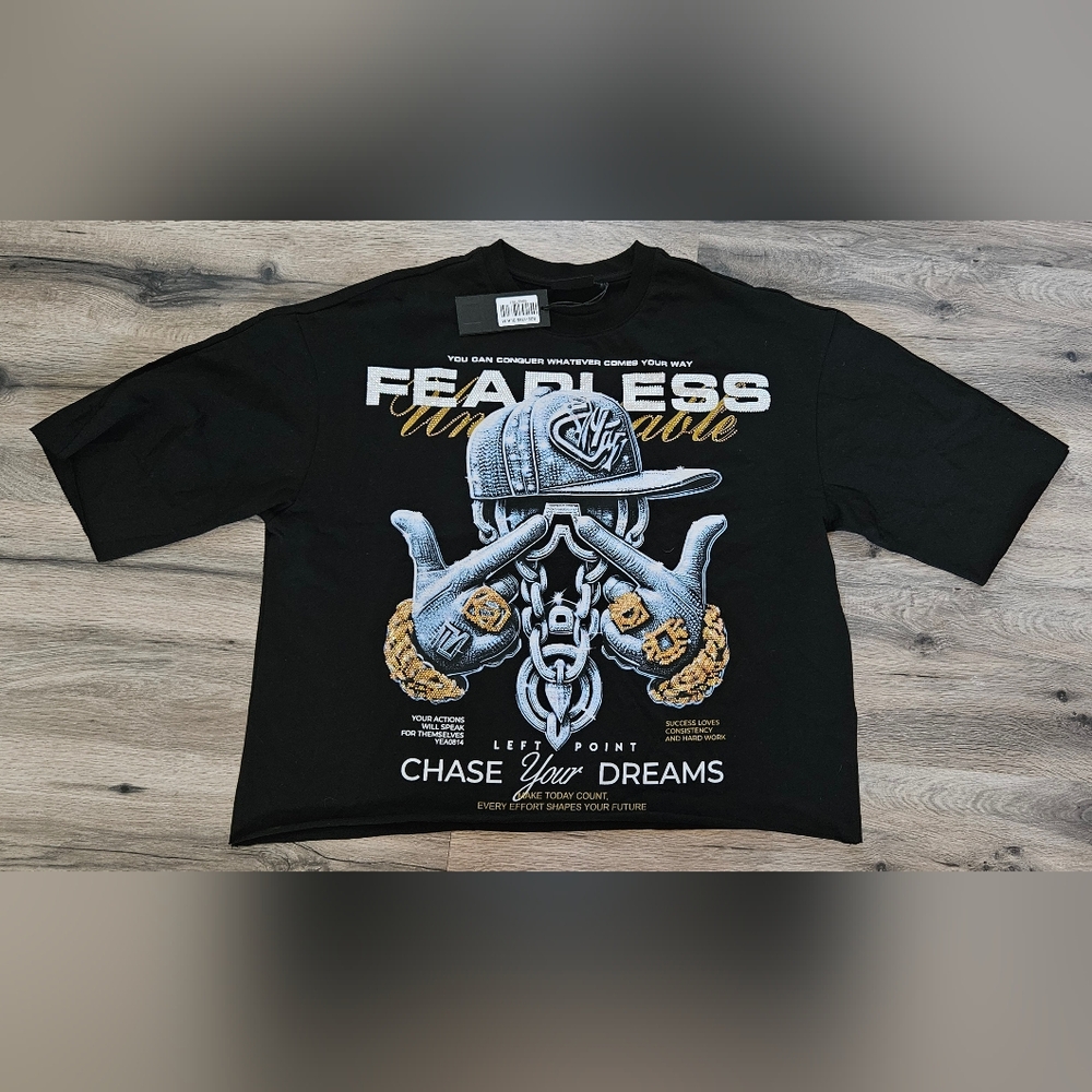 Fearless Black Rhinestone Graphic Tee